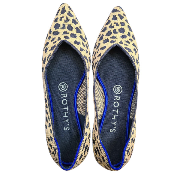 Rothys "The Point" Pointed Leopard Animal Print Slip On Ballerina Flats Size 7 - Picture 3 of 10
